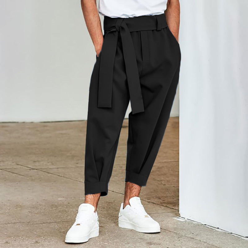 Lune London elegant leisure pants for men with tie belt and wide cut