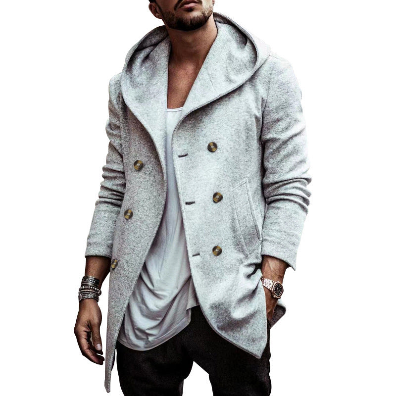 Fashionable men's hooded coat with double-breasted buttons and high-quality details Lune London