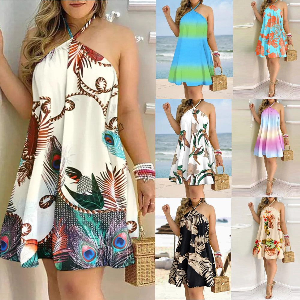 Women Halter Neck Floral A-Line Dress Lune London