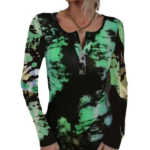Long sleeve women’s T-shirt with trendy print and high-quality material texture Lune London
