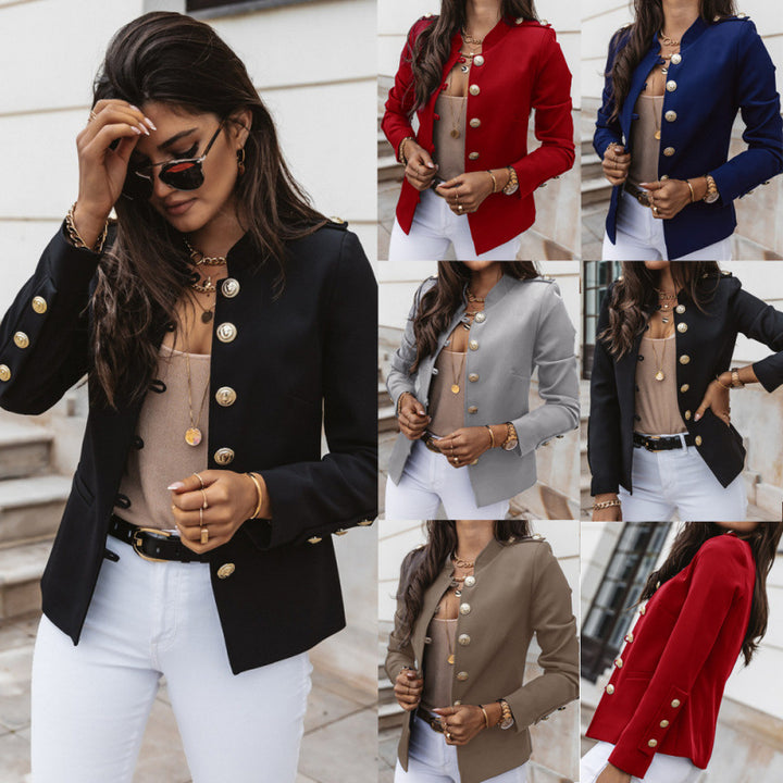 Trendy women's blazer with gold buttons and slim fit Lune London