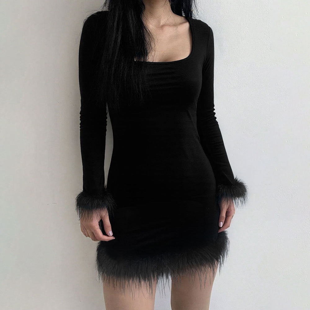 Robe mini femme avec des manches longues élégantes et des finitions plumetis Chic & Stil