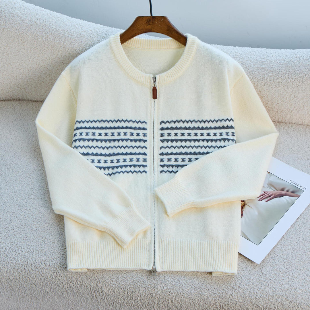 Cardigan femme avec fermeture éclair élégante et motif graphique Chic & Stil