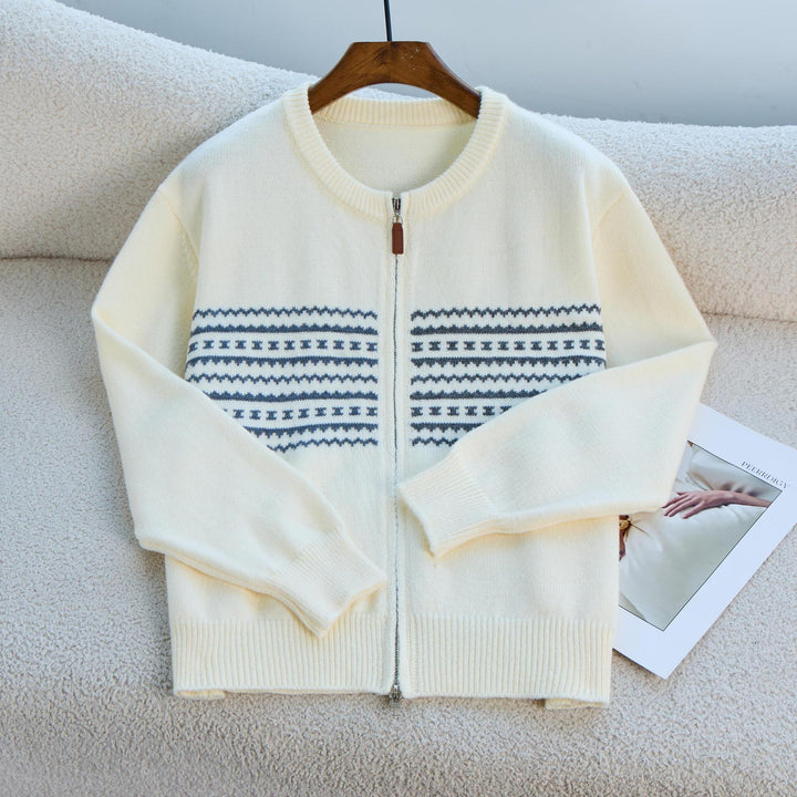Cardigan femme avec fermeture éclair élégante et motif graphique Chic & Stil