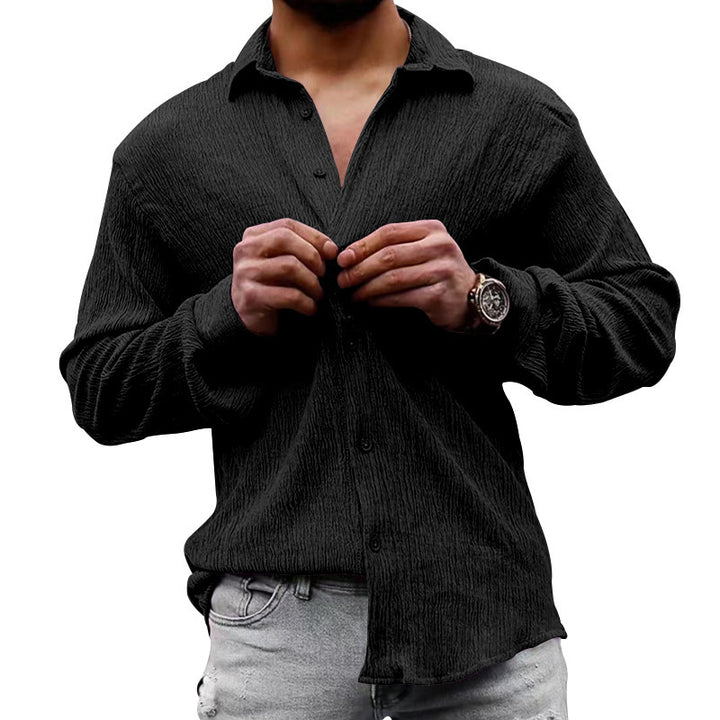 Casual long sleeve shirt for men in textured fabric with a modern look Lune London