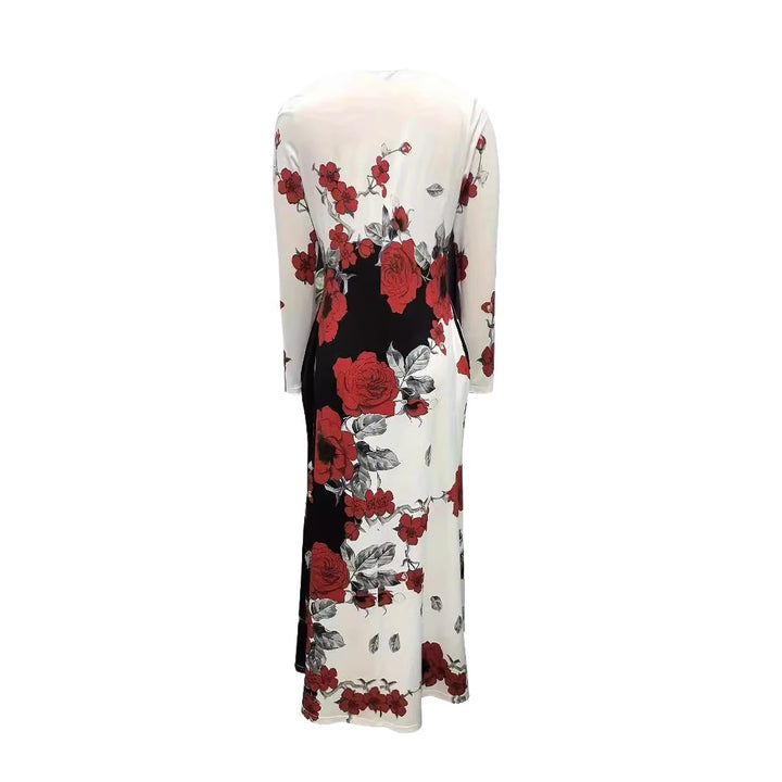 Maxi dress for women with floral design and discreet side pockets Lune London