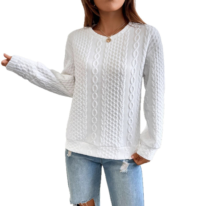 Knitted sweater for women with structured surface texture and elegant round neckline Lune London