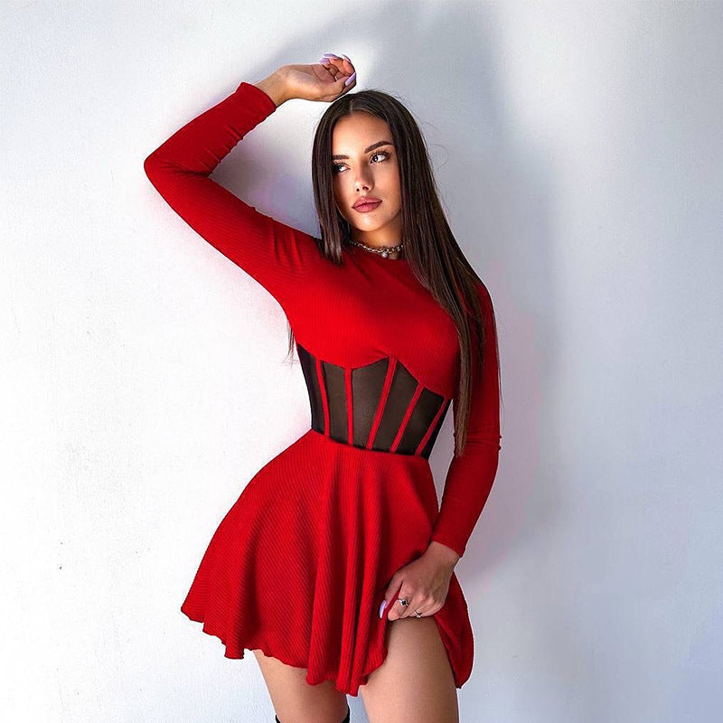 Ladies High-Quality Elegant Mini Dress with Transparent Inserts Lune London