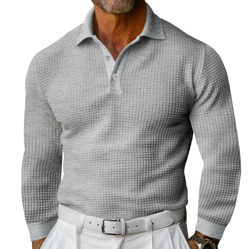 Lune London long sleeve polo shirt for men in textured fabric