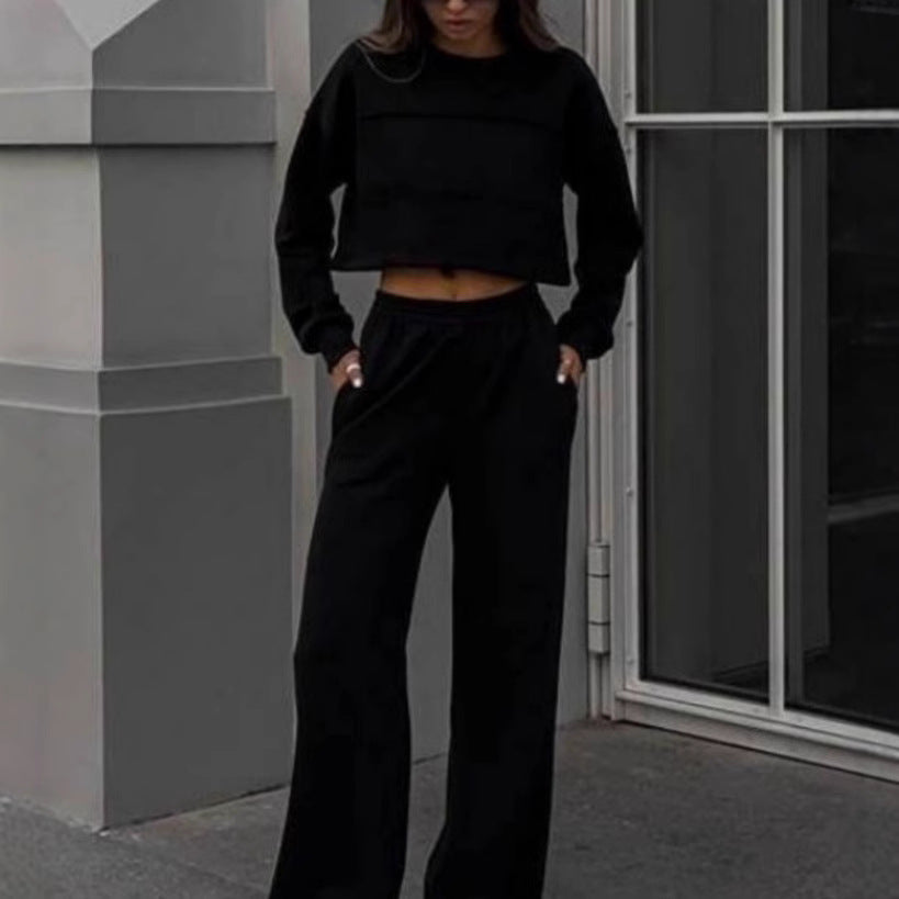 Lune London women's trendy crop top set and wide jogger pants