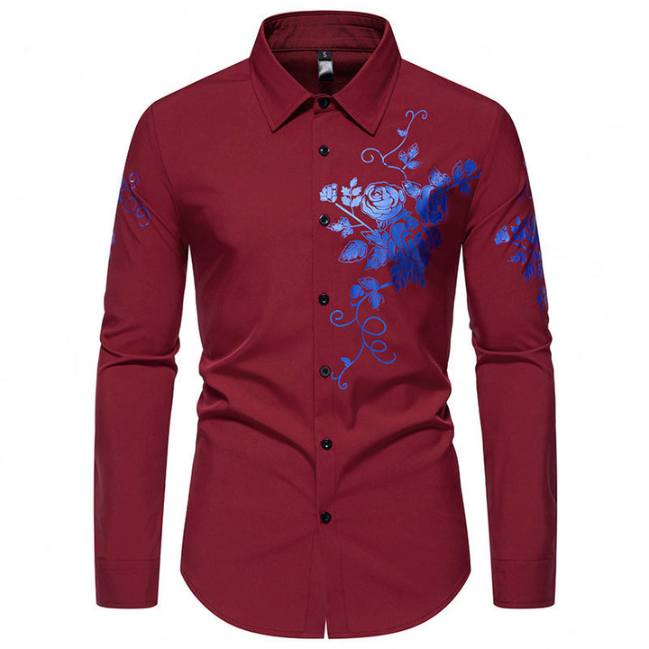 Men's long sleeve shirt with floral embroidery Lune London