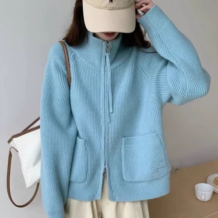Cardigan femme avec col montant et poches pratiques Chic & Stil