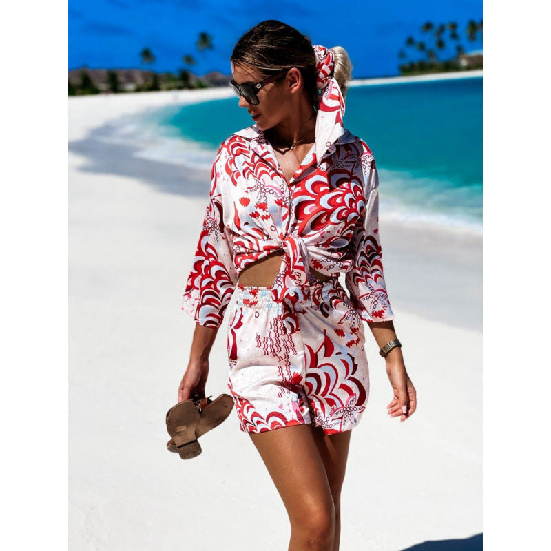 Ladies Beach Set Crop Tie-Front Lune London