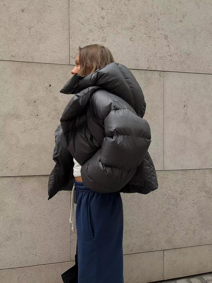Women's oversized down jacket with high collar and voluminous sleeves Lune London