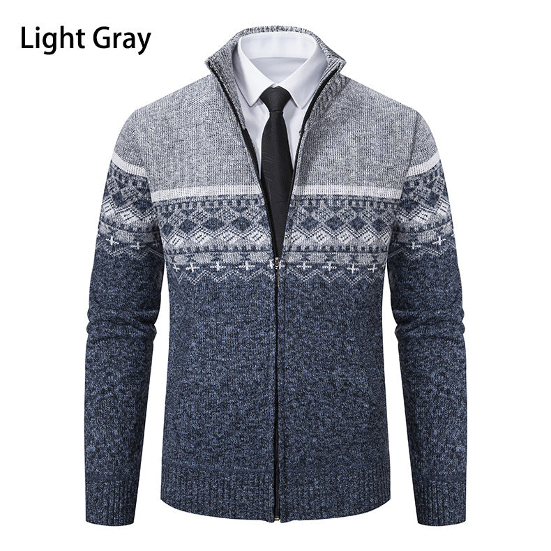 Knit jacket for men with modern pattern and high collar Lune London