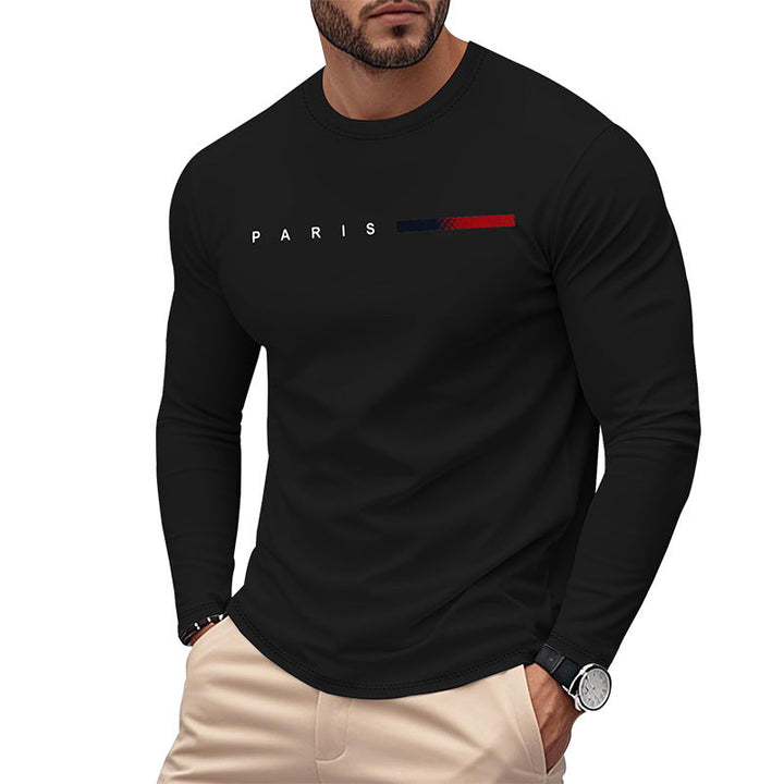 Men's Long Sleeve T-Shirt with Modern Paris Print and Elastic Hem Lune London