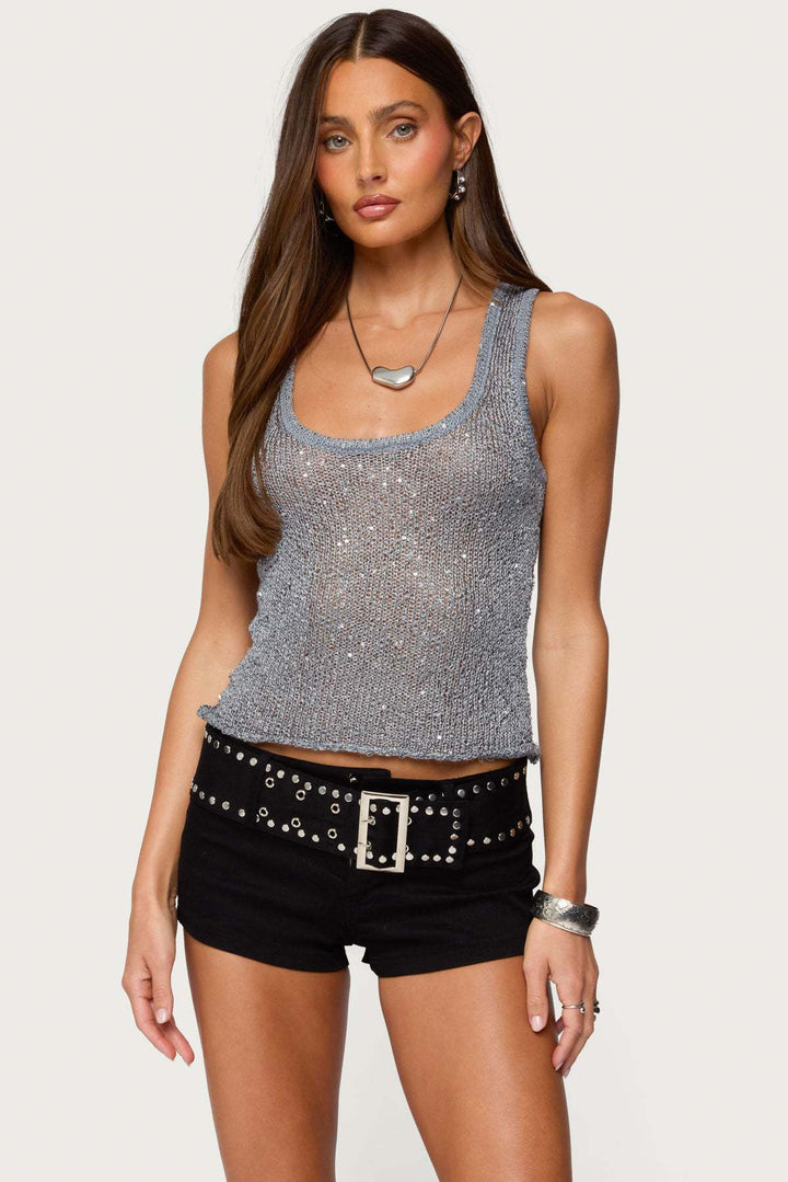 Women Glamorous Glitter Tank Top Lune London