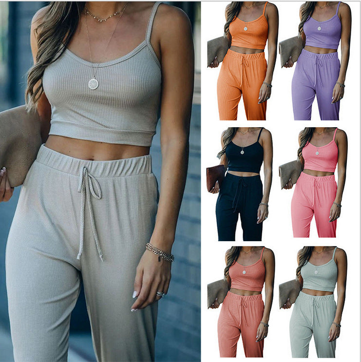 Lune London Women's Cropped Ribbed Loungewear Set
