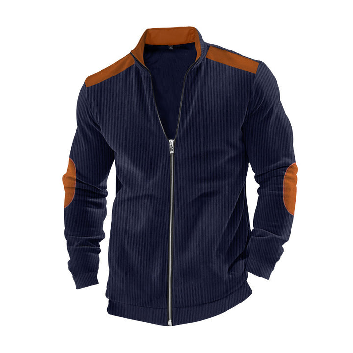 Men's sports jacket with zipper and faux leather details Lune London