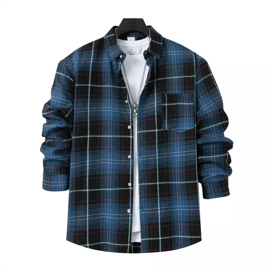 Men's patterned flannel shirt with practical chest pocket and button-down collar Lune London