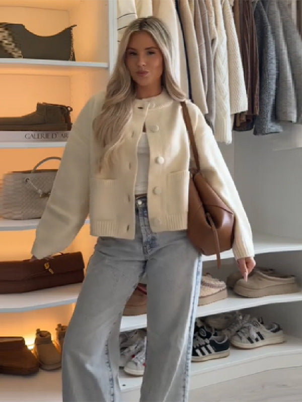 Oversized knit jacket for women with button details Lune London