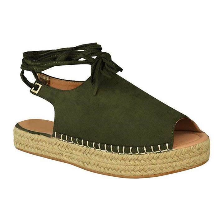 Elegant ladies espadrilles with woven jute sole and laces Lune London