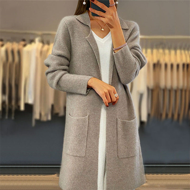 Oversized women’s cardigan with a deep V-neck and practical pockets Lune London