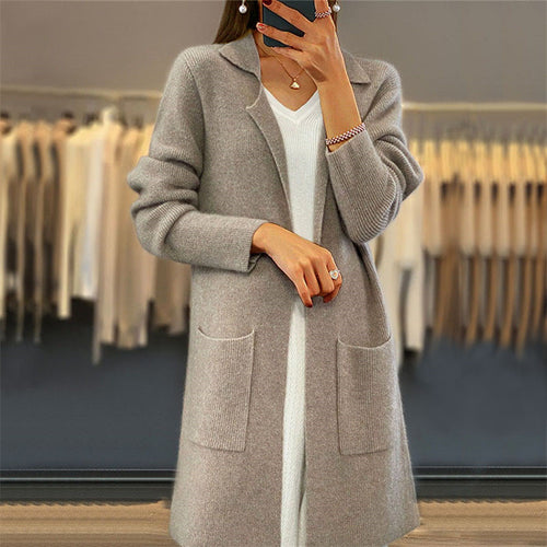 Oversized women’s cardigan with a deep V-neck and practical pockets Lune London