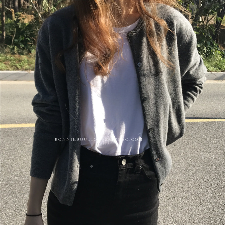Ladies thin cardigan with button placket and soft material Lune London