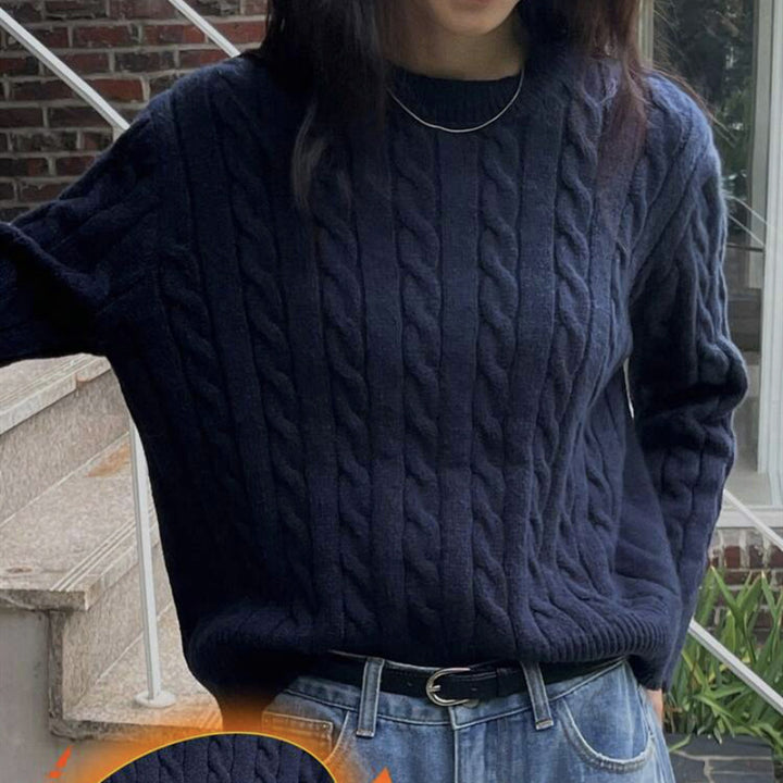 Women's chunky knit sweater with cable pattern Lune London