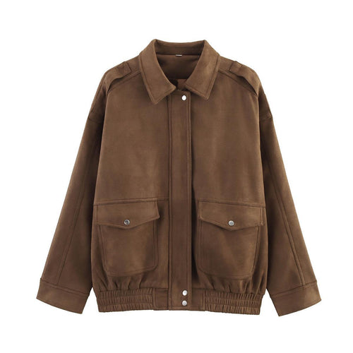 Women's faux leather jacket with practical pockets and elastic waist Lune London