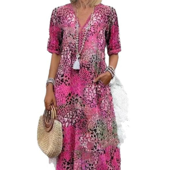Casual midi dress for women with side pockets Lune London