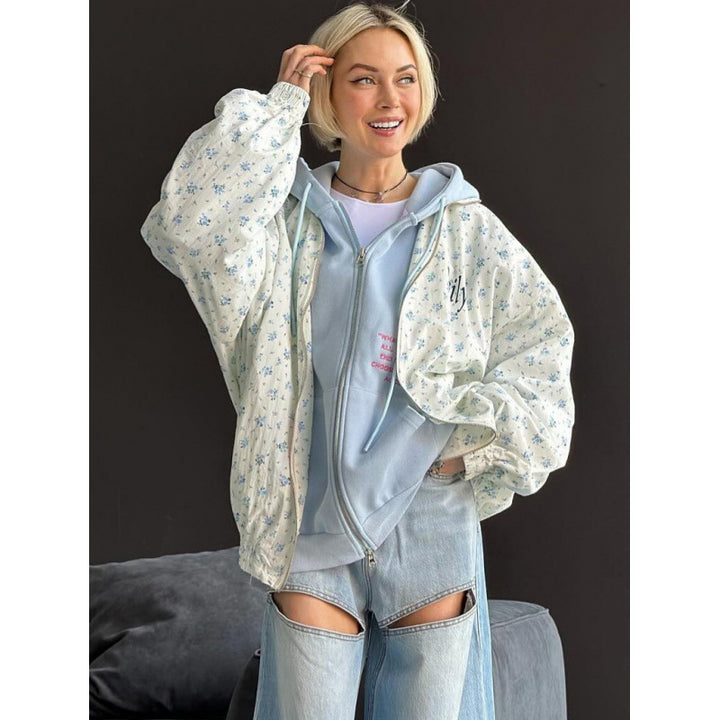 Ladies casual oversized jacket with floral pattern Lune London