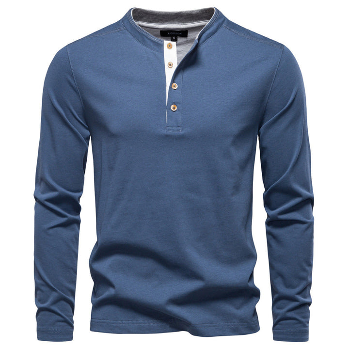 Lune London | Men's Long Sleeve Henley Shirt with Elegant Snap Buttons and Comfortable Fit
