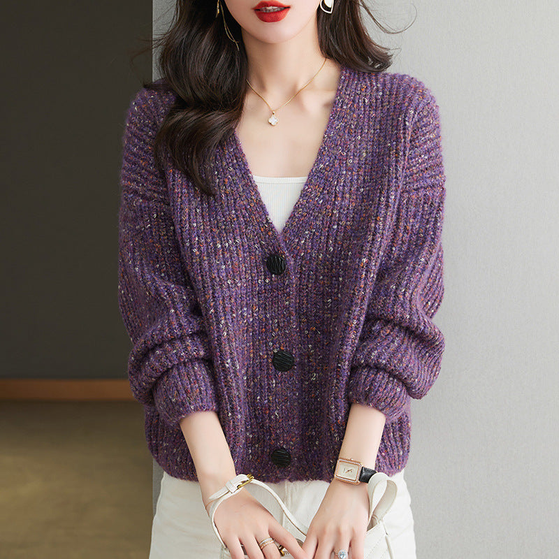 Women’s cozy chunky knit pullover with button detail and relaxed fit Lune London