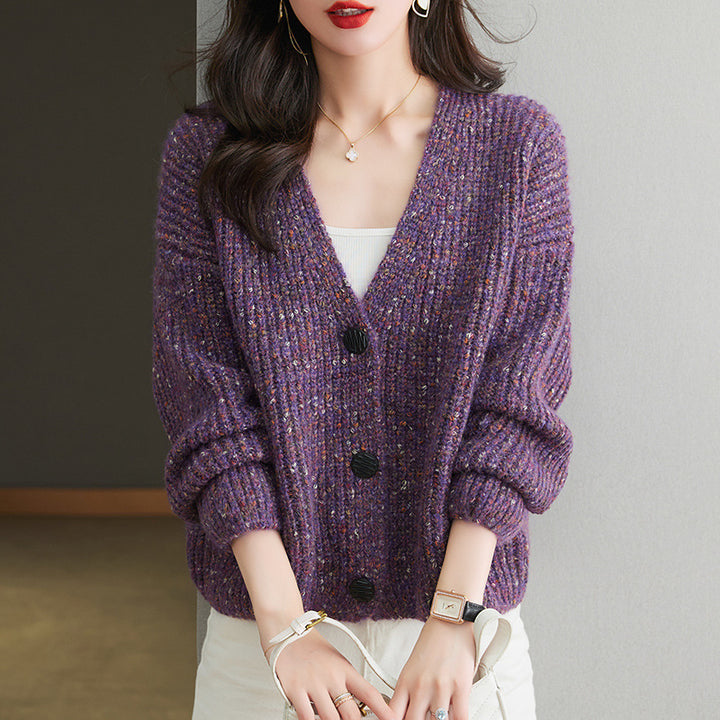 Women’s cozy chunky knit pullover with button detail and relaxed fit Lune London