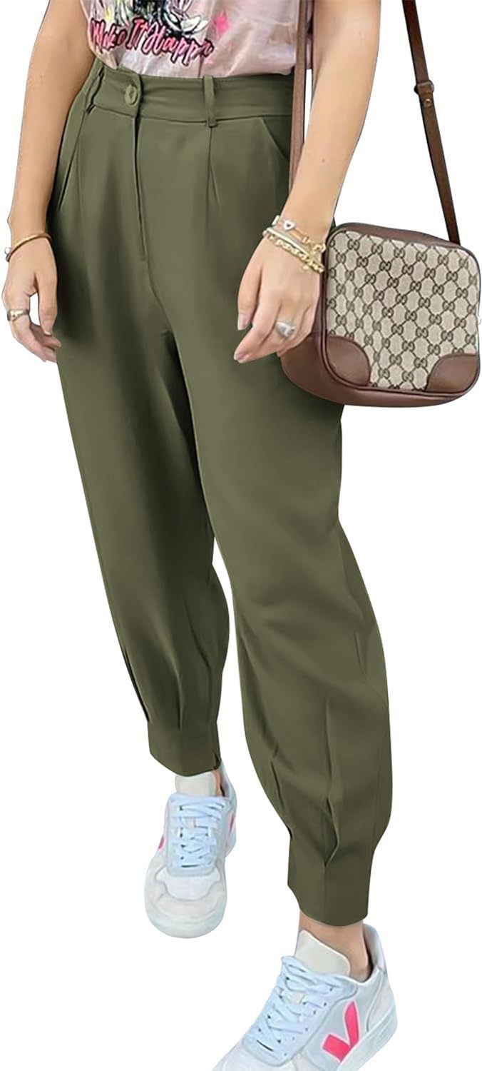 Elegant and fashionable high-waisted pants for women with pleats and side pockets Lune London