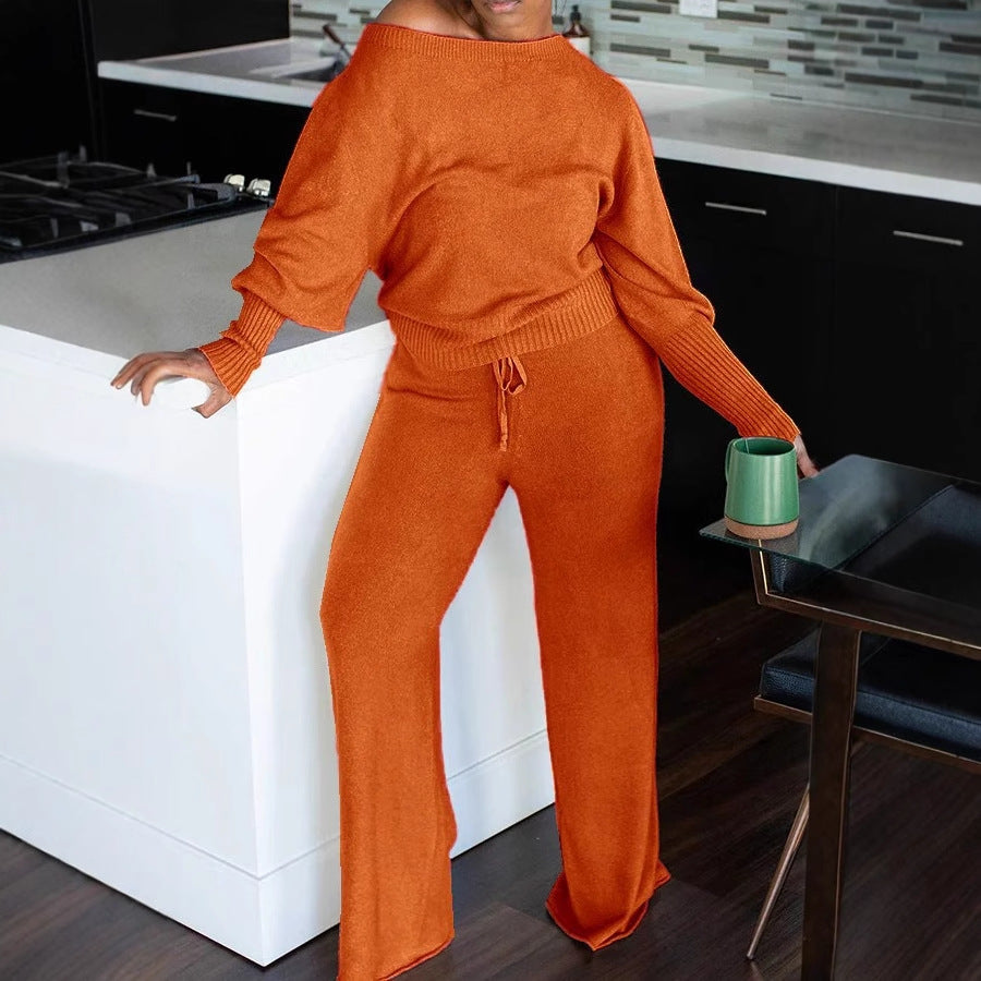 Costume en tricot pour femmes avec jambe large et coupe décontractée Chic & Stil