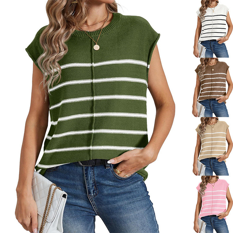 Casual knit tank top for women with trendy striped pattern Lune London
