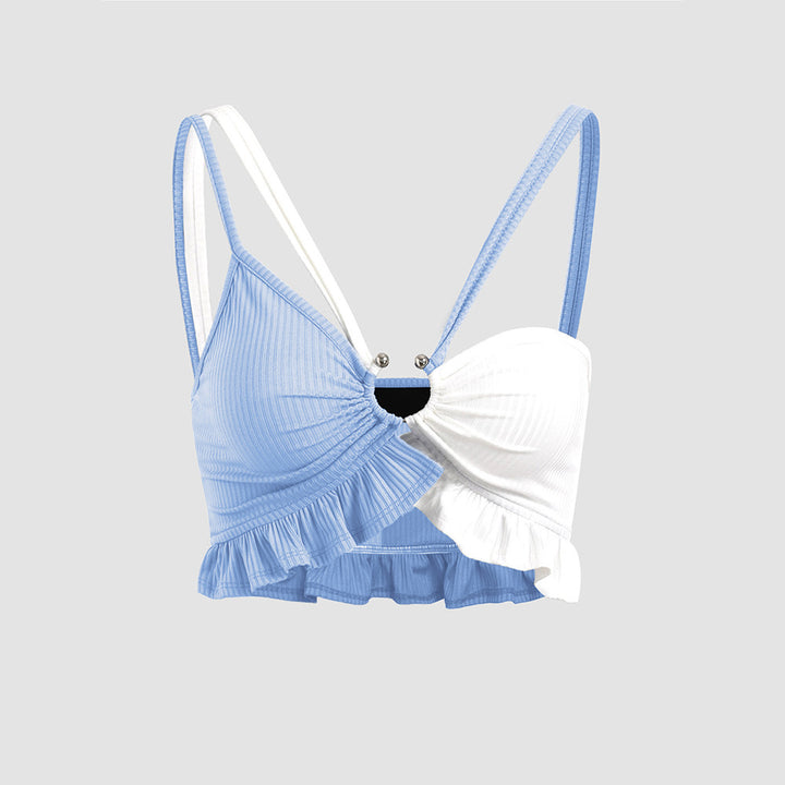 Short top for women with voluminous ruffles and adjustable straps Chic & Stil