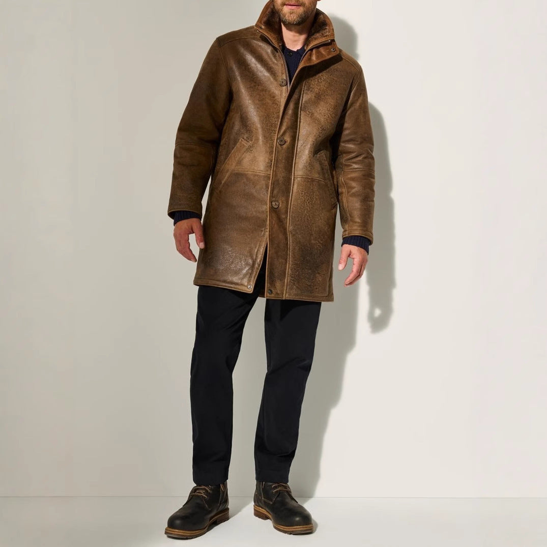 Long premium sheepskin coat for men Lune London