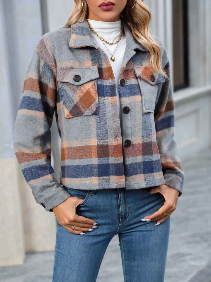 Ladies Checked Flannel Jacket with Pockets Lune London