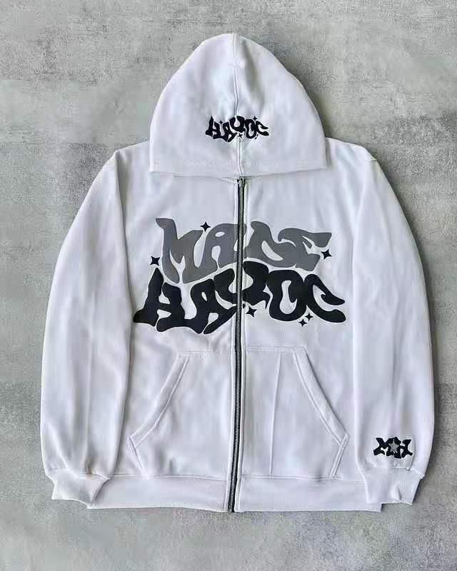 Women's hooded jacket with creative graphic design and high-quality zipper Chic & Stil