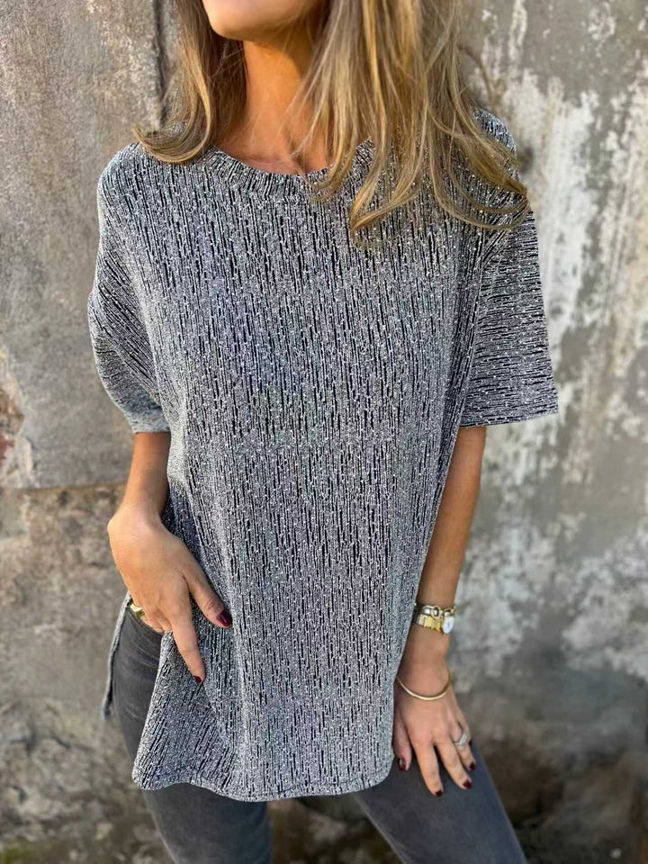 Women's Oversized T-Shirt with Glitter Stones and Casual Cut Lune London