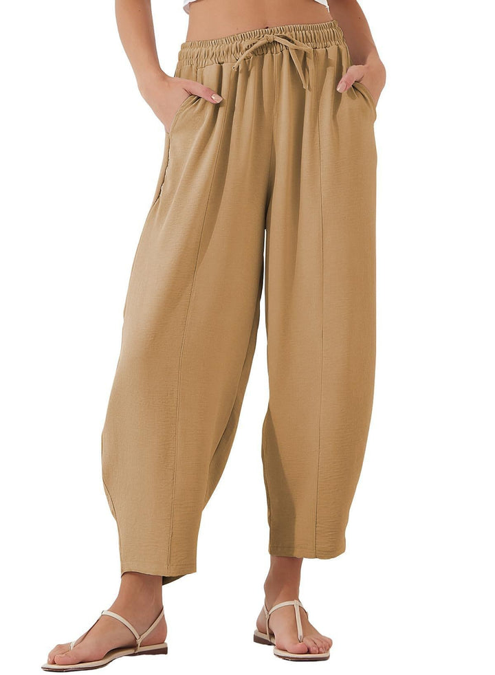 Women's Comfortable, loosely cut summer pants with elastic waistband and side pockets Lune London