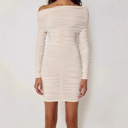 Mini fitted dress for women with ruching Lune London