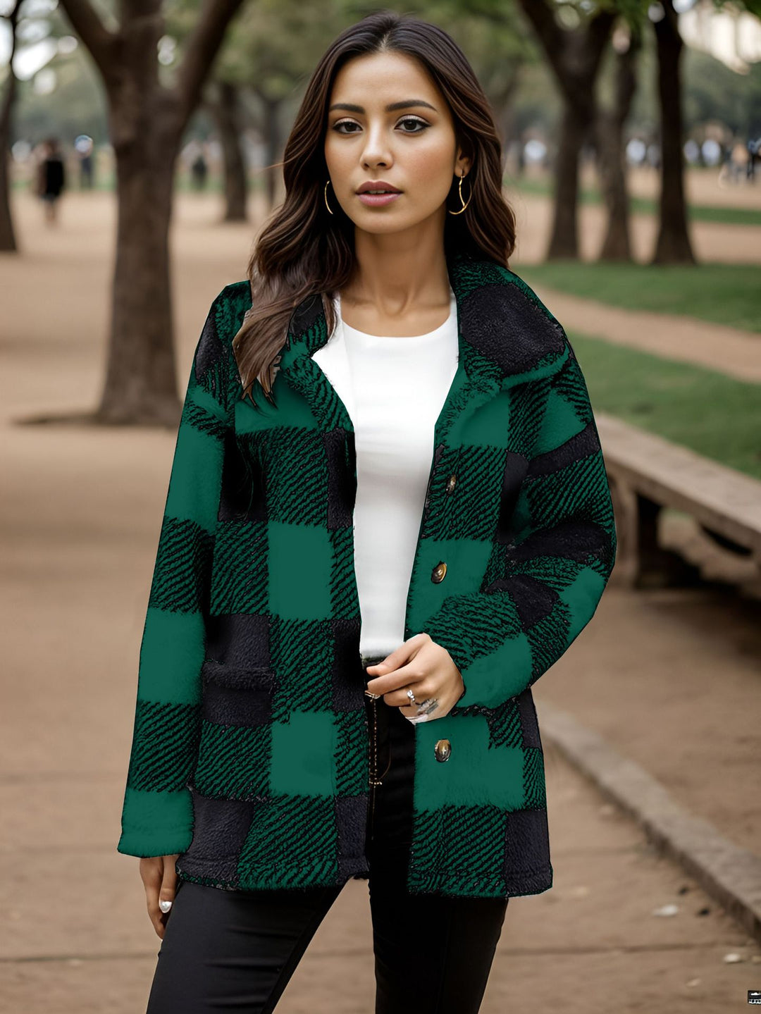 Dames Manteau en tartan douillet Chic und Stil