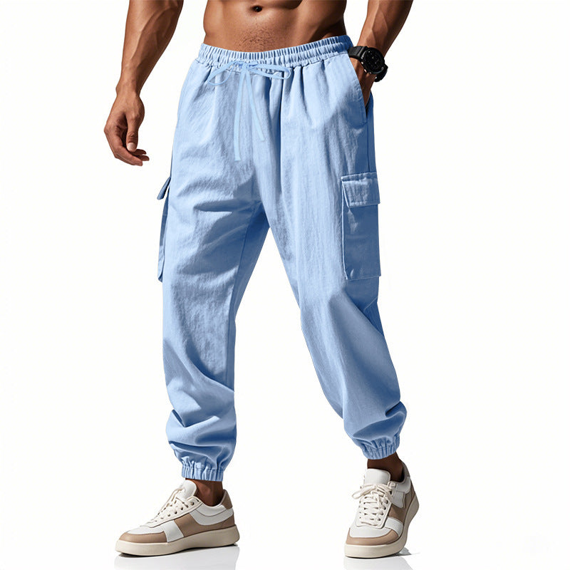 Men's Casual Cargo Pants with Elastic Waist and Practical Side Pockets Lune London