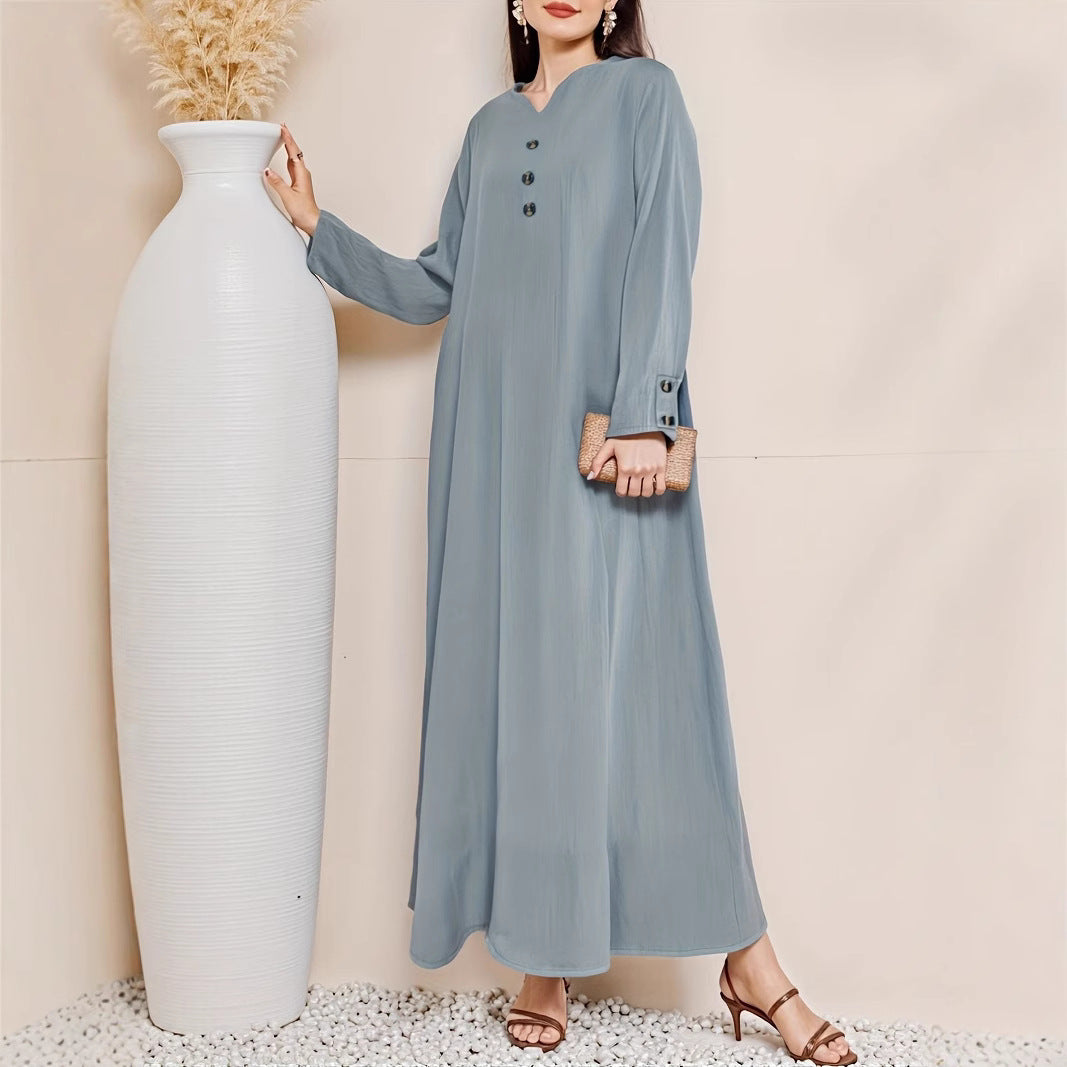 Maxi dress for women with an elegant button placket Lune London