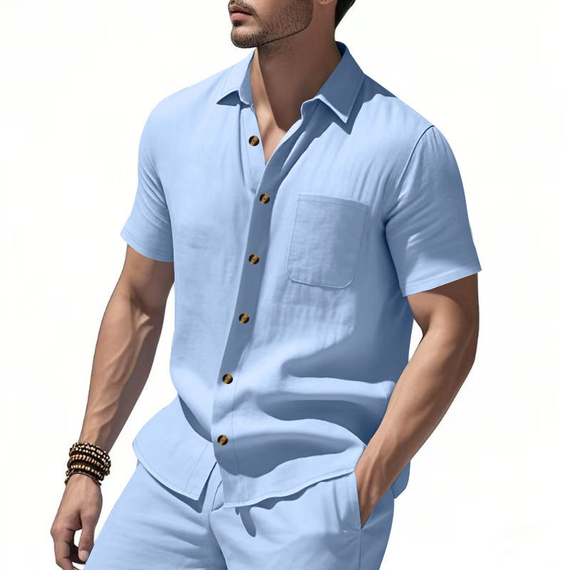 Short sleeve shirt for men with chest pocket and trendy button details Lune London